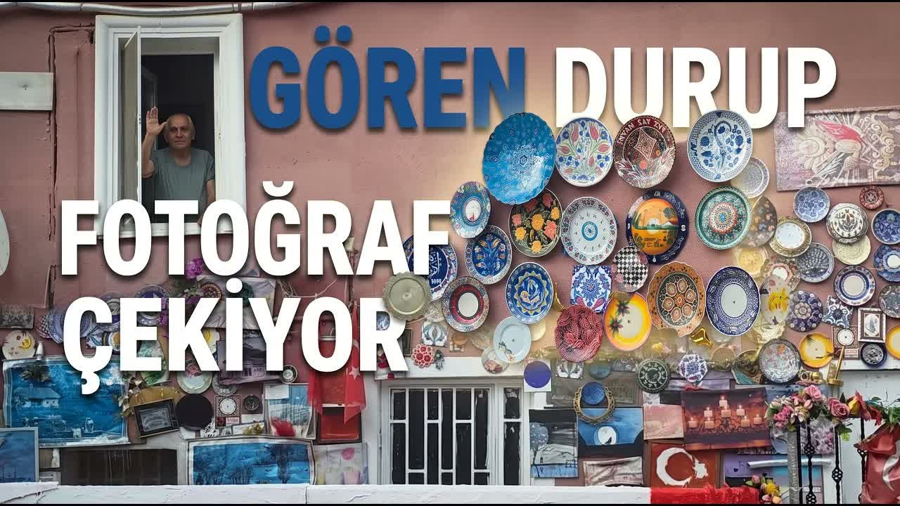 Evinin dış cephesini Kütahya'ya özgü çini tabaklarla kapladı