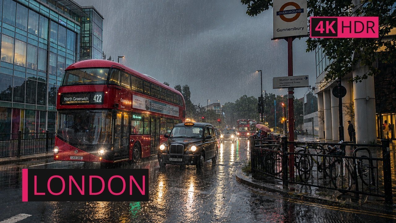 [4K] Walking in the Rain Chiswick London | Relaxing ASMR Rain Walking Tour