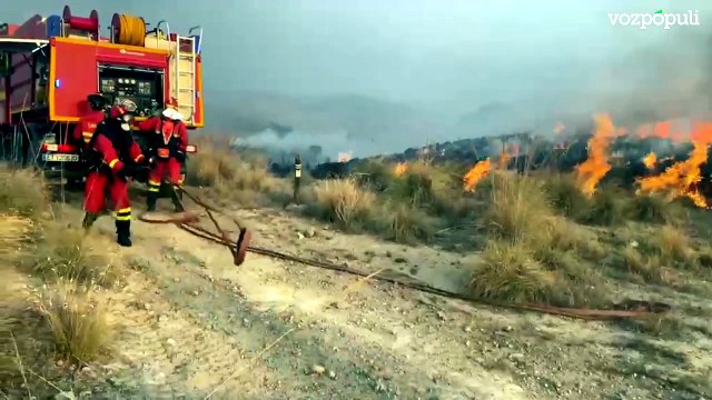 Unidades de la UME trabajan en el incencio de Los Gallardos