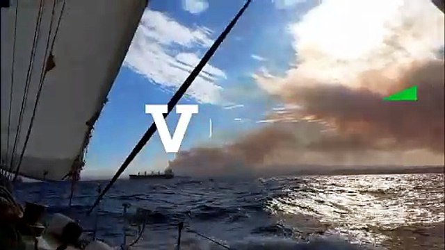 Incendio forestal de Los Gallardos (Almería) desde el Puerto de Garrucha