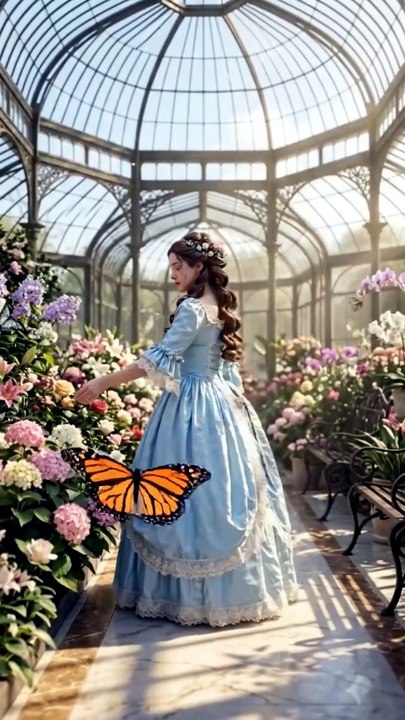 Princess in a flowers conservatory.