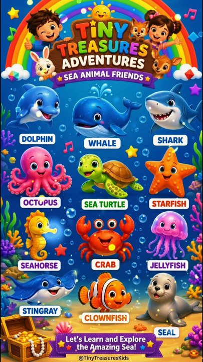 🐬 Learn Sea Animals for Kids | Dolphin, Whale,...