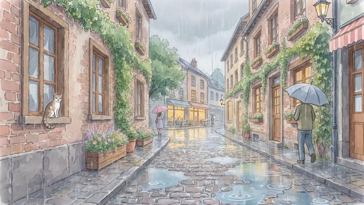 Rainy Afternoon at the Little Corner Café #ASMR #Cozy #VillageLife #Countryside #Relaxing