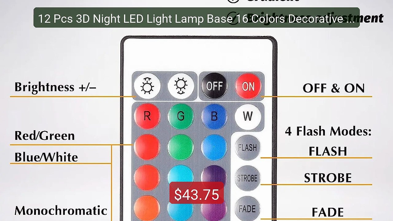 12 Pcs 3D Night LED Light Lamp Base 16 Colors Decorative Ligh... -- Amazing Value 2026 | Must Have!