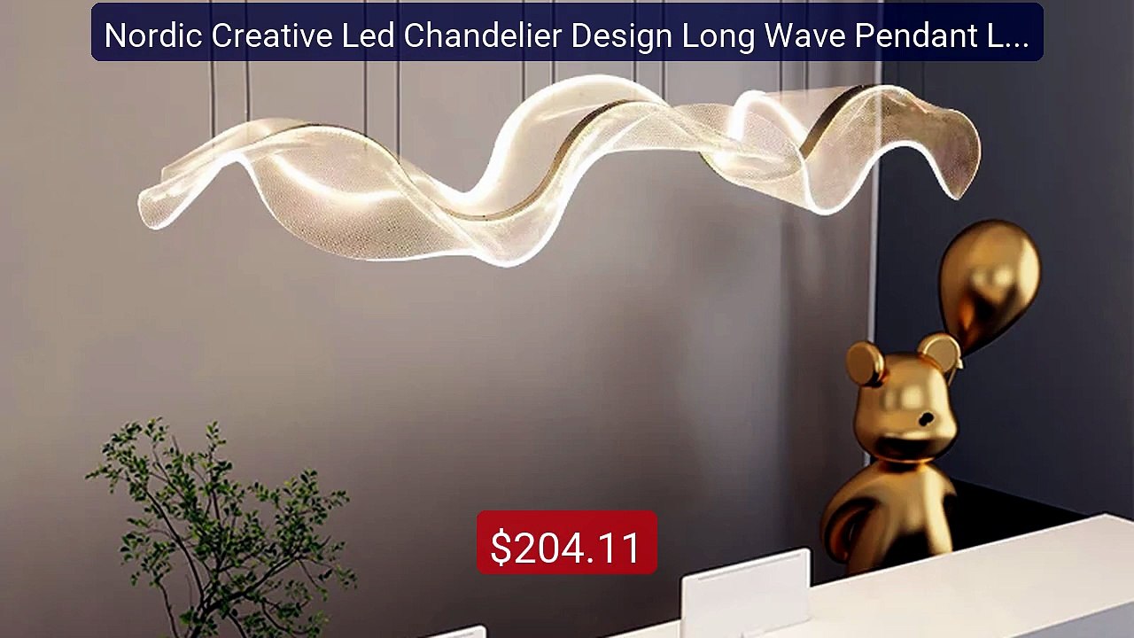 Nordic Creative Led Chandelier Design Long Wave Pendant Lights Res... -- Best Deal 2026 | Shop Now!