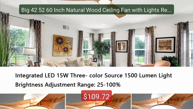 Big 42 52 60 Inch Natural Wood Ceiling Fan with Lights Remote ... Hot Deal 2026 | Limited Offer!