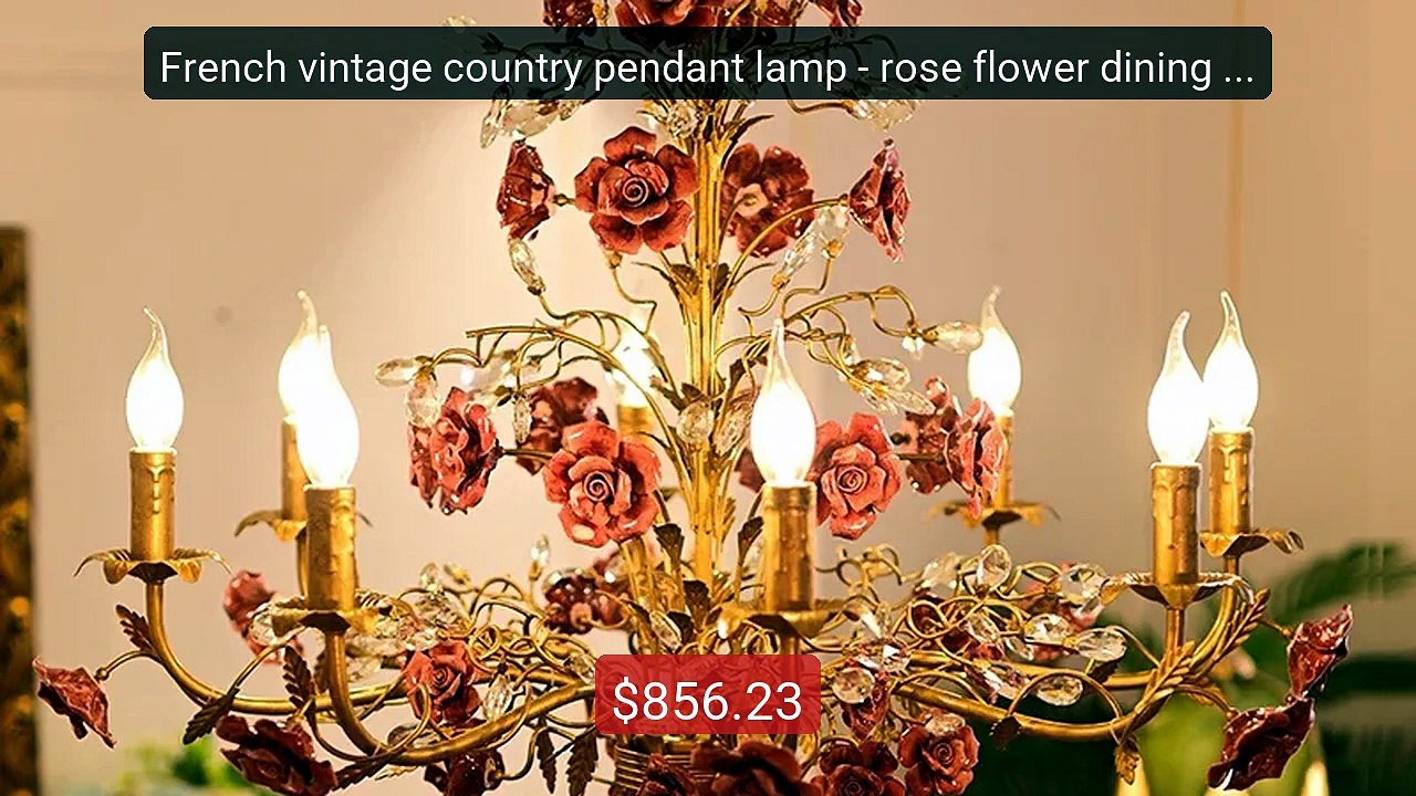French vintage country pendant lamp - rose flower dining room ... -- Best Buy 2026 | Great Quality!