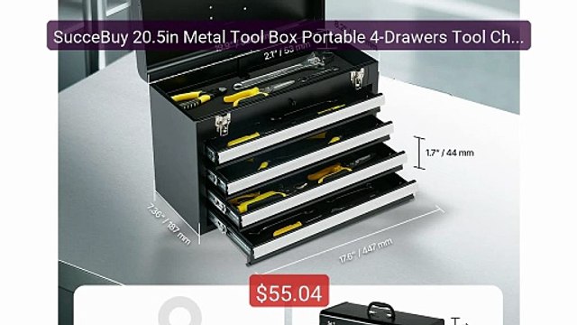 SucceBuy 20.5in Metal Tool Box Portable 4-Drawers Tool Chest with ... Best Deal 2026 | Shop Now!
