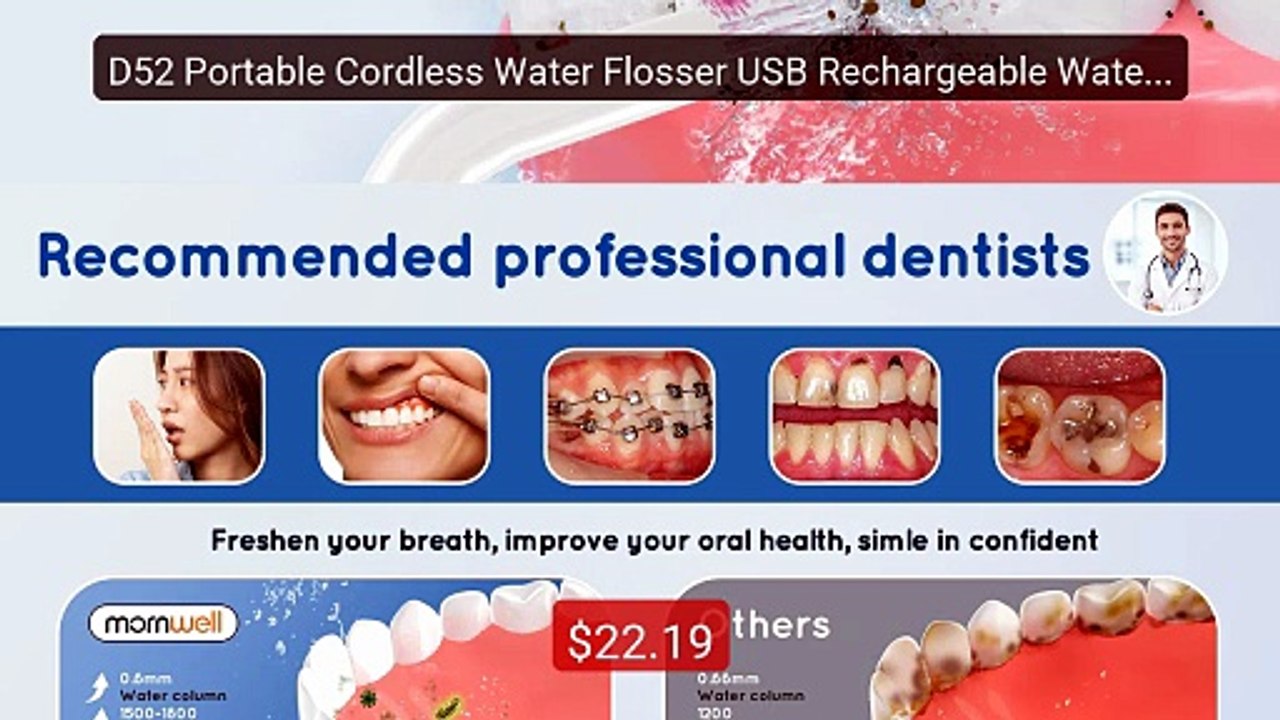 D52 Portable Cordless Water Flosser USB Rechargeable Water ... -- Top Pick 2026 | Unbeatable Price!