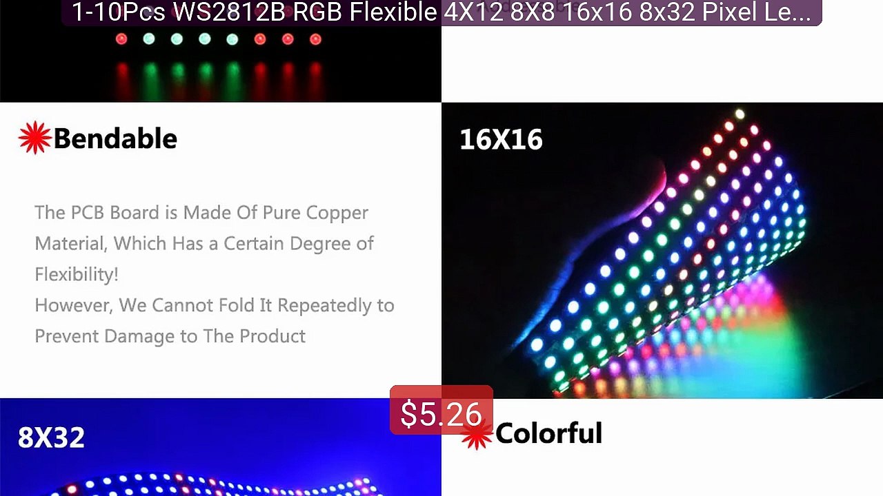 1-10Pcs WS2812B RGB Flexible 4X12 8X8 16x16 8x32 Pixel Led Pan... -- Best Buy 2026 | Great Quality!