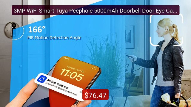 3MP WiFi Smart Tuya Peephole 5000mAh Doorbell Door Eye Came... Top Pick 2026 | Unbeatable Price!