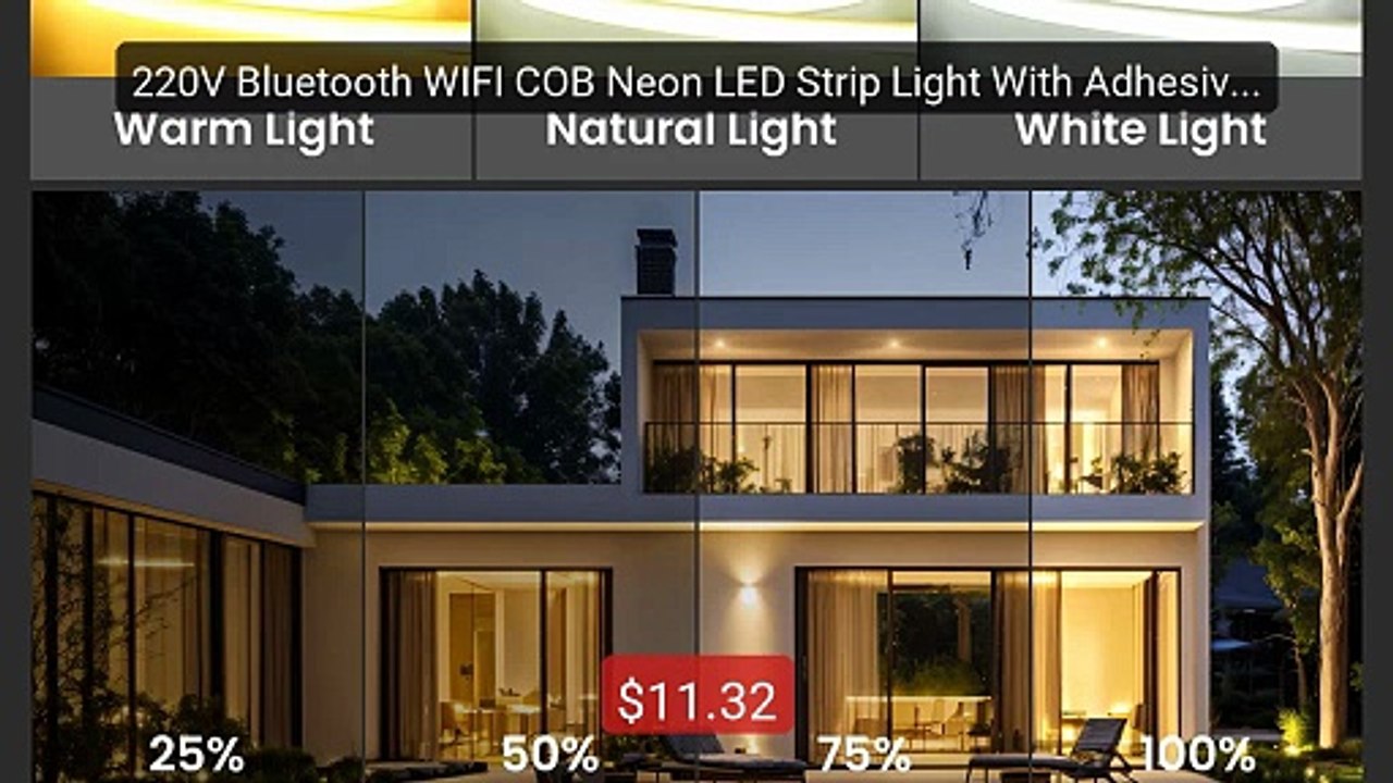 220V Bluetooth WIFI COB Neon LED Strip Light With Adhesive Tap... -- Best Buy 2026 | Great Quality!