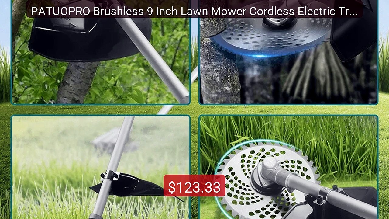 PATUOPRO Brushless 9 Inch Lawn Mower Cordless Electric Trimme... -- Amazing Value 2026 | Must Have!