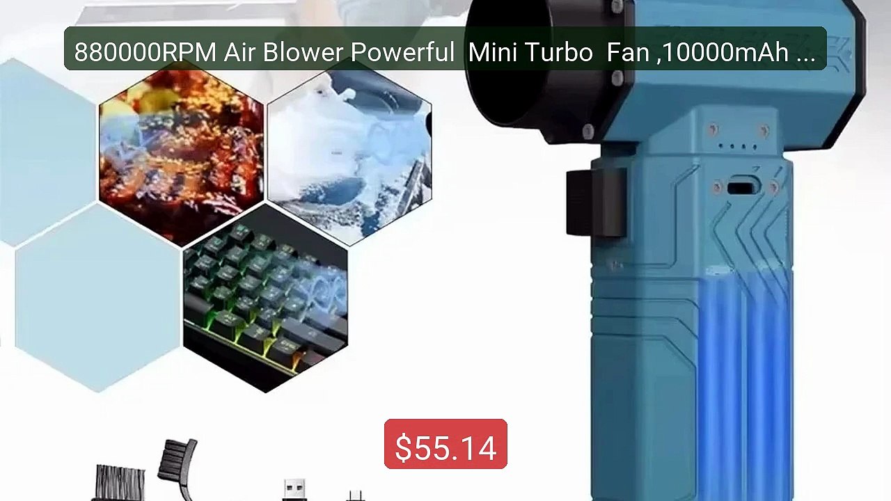 880000RPM Air Blower Powerful  Mini Turbo  Fan ,10000mAh 600g... -- Amazing Value 2026 | Must Have!