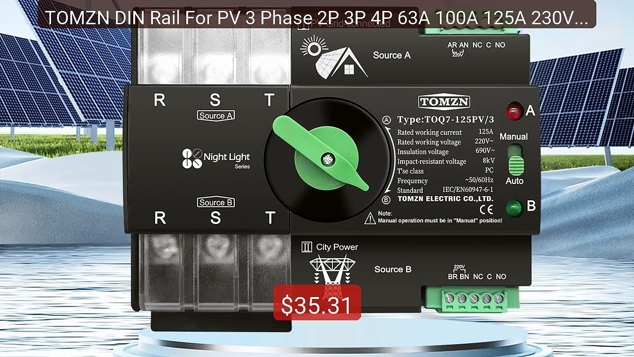 TOMZN DIN Rail For PV 3 Phase 2P 3P 4P 63A 100A 125A 230V Dua... -- Amazing Value 2026 | Must Have!