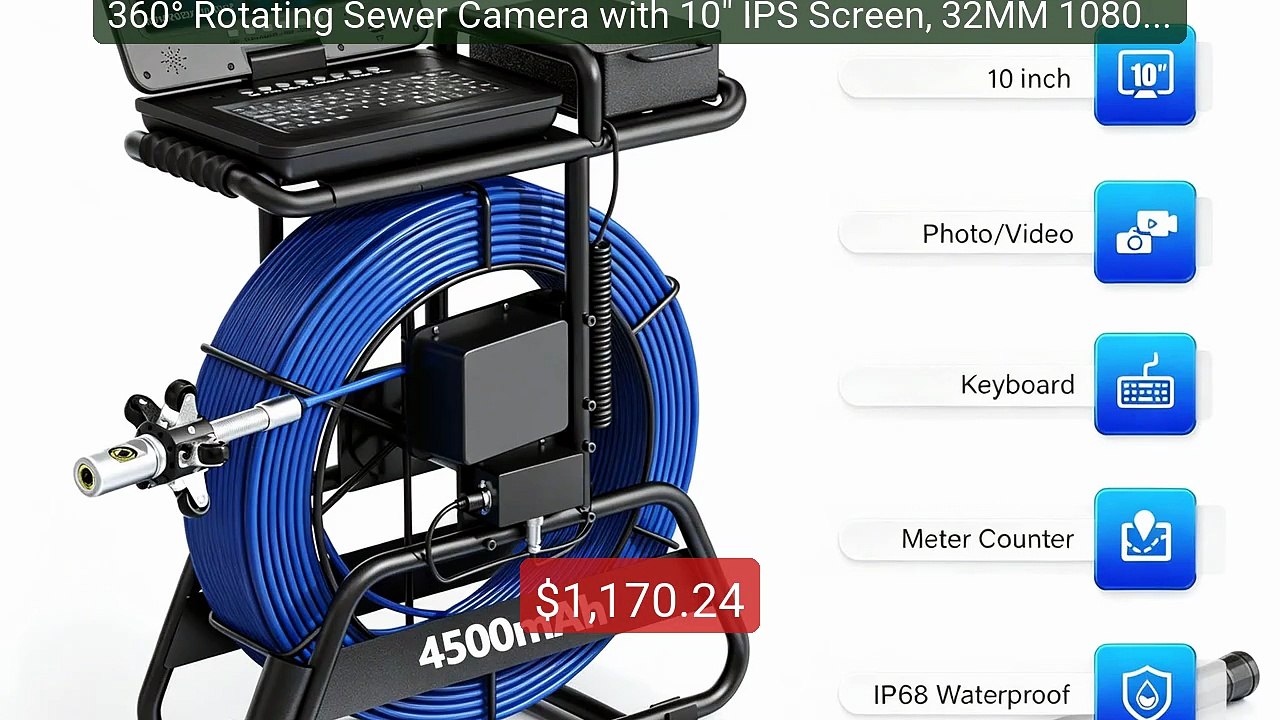 360° Rotating Sewer Camera with 10" IPS Screen, 32MM 1080P End... -- Hot Deal 2026 | Limited Offer!