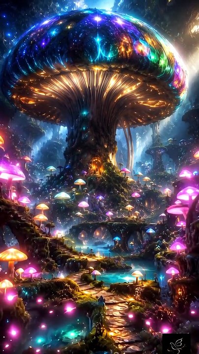 Escape to an Impossible Glowing Mushroom Paradise | Cinematic Fantasy Relaxation 4K