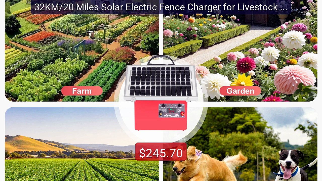 32KM/20 Miles Solar Electric Fence Charger for Livestock Preve... -- Best Buy 2026 | Great Quality!