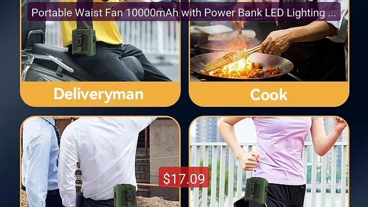 Portable Waist Fan 10000mAh with Power Bank LED Lighting Hang... -- Amazing Value 2026 | Must Have!