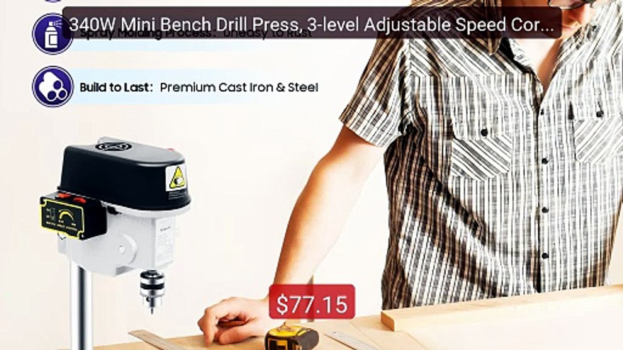 340W Mini Bench Drill Press, 3-level Adjustable Speed Corded M... -- Hot Deal 2026 | Limited Offer!