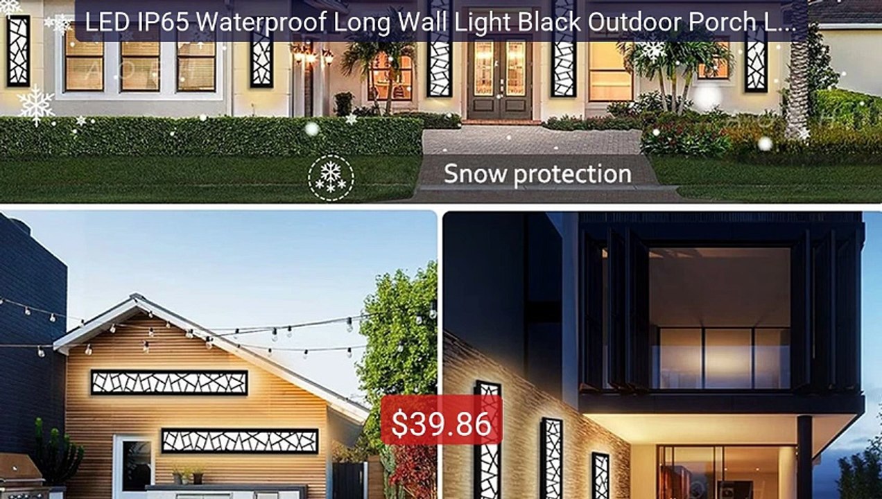 LED IP65 Waterproof Long Wall Light Black Outdo...