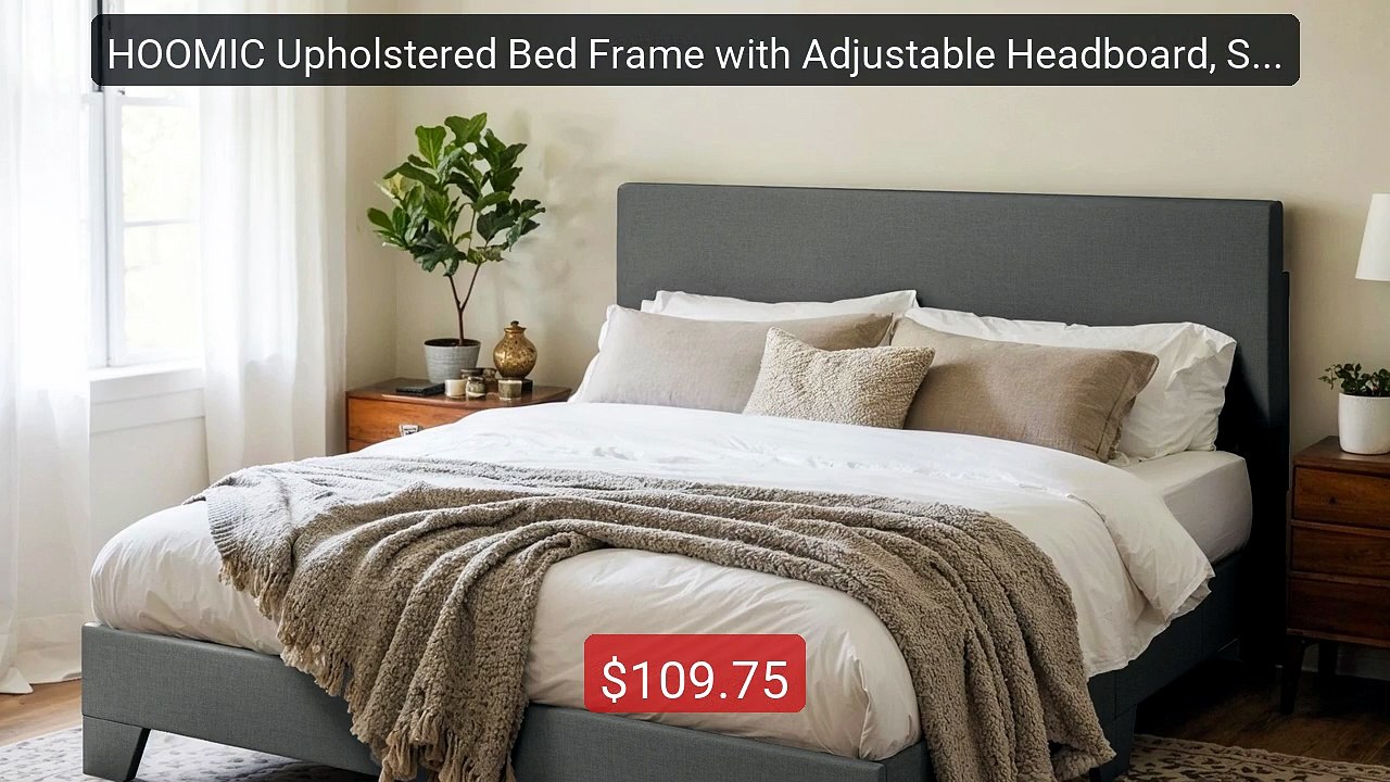 HOOMIC Upholstered Bed Frame with Adjustable Headboard, Soft L... -- Best Buy 2026 | Great Quality!