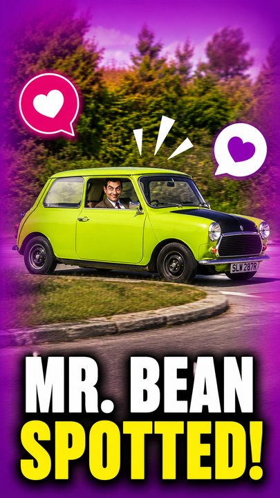 The couple reacts with pure joy after spotting Mr. Bean's famous car driving by