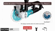 BODA Brushless Wet/Dry Cut Off Saw 7500RPM,Single Piece Concrete C... -- Best Deal 2026 | Shop Now!