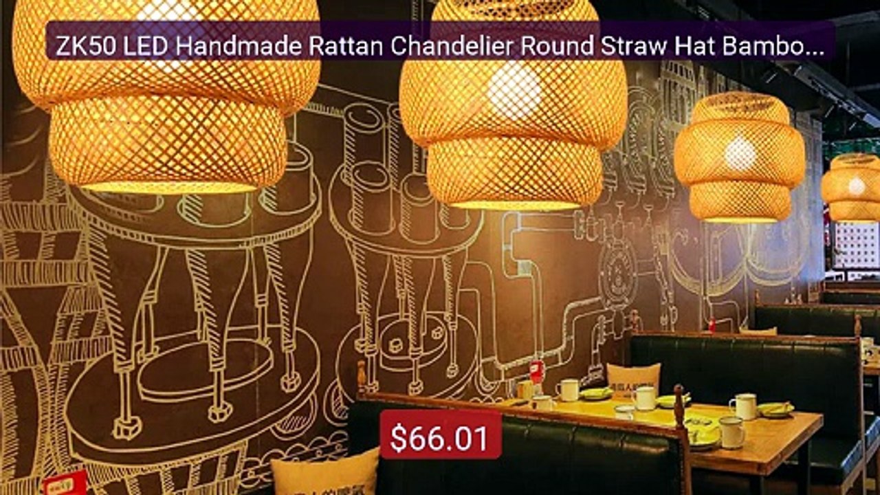 ZK50 LED Handmade Rattan Chandelier Round Straw Hat Bamboo Lam... -- Hot Deal 2026 | Limited Offer!