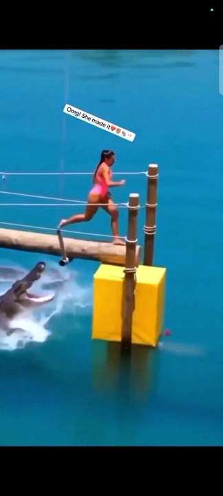 She actually crossed a river full of crocodiles! 🐊😱