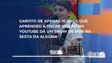Garoto de apenas 10 anos que aprendeu a tocar violão no YouTube dá um show de MPB na Sexta da Alegria