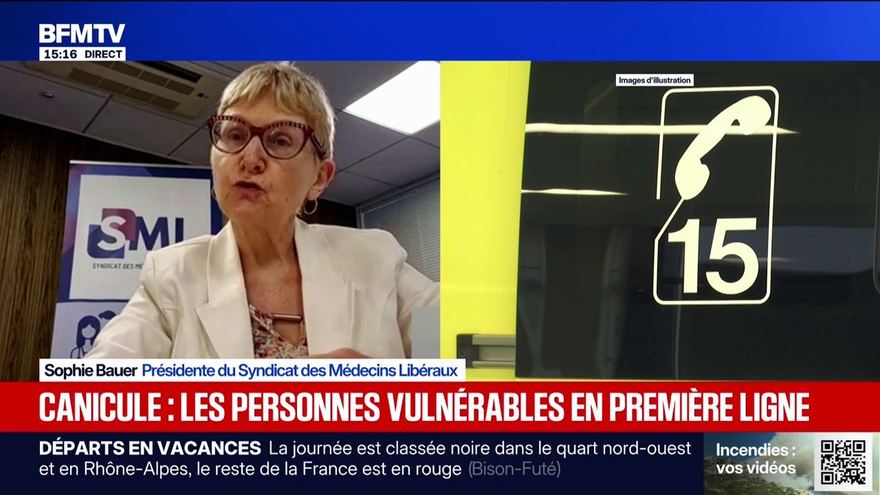 Canicule: il faut "s'inquiéter de ses voisins vulnérables", rappelle Sophie Bauer, présidente du Syndicat des Médecins Libéraux