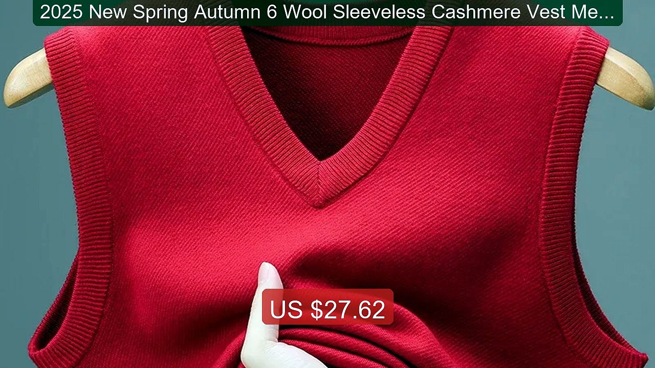 2025 New Spring Autumn 6 Wool Sleeveless Cashmere Vest Men Work Swe... -- Top Rated 2026 | Buy Now!