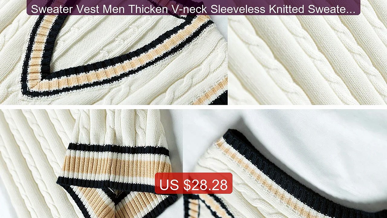 Sweater Vest Men Thicken V-neck Sleeveless Knitted Sweaters V... -- Amazing Value 2026 | Must Have!