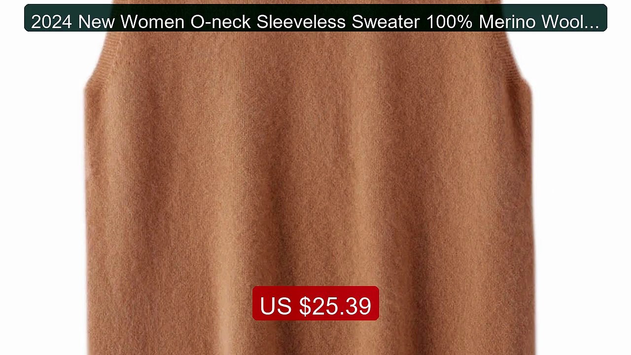 2024 New Women O-neck Sleeveless Sweater 100% Merino Wool Pul... -- Amazing Value 2026 | Must Have!