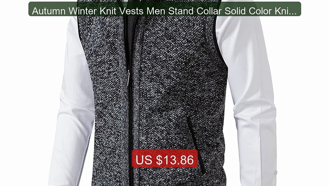 Autumn Winter Knit Vests Men Stand Collar Solid Color Knitted Sleev... -- Top Rated 2026 | Buy Now!