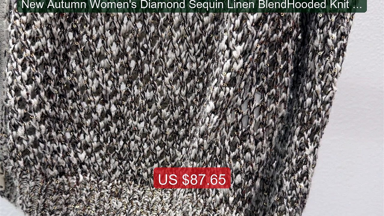 New Autumn Women's Diamond Sequin Linen BlendHooded Knit Ca... -- Top Pick 2026 | Unbeatable Price!