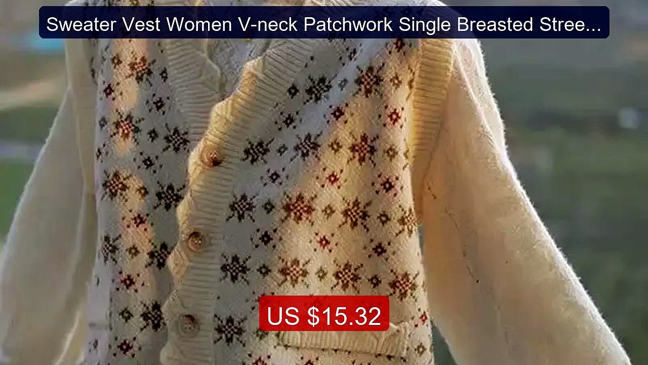 Sweater Vest Women V-neck Patchwork Single Breasted Streetwear... -- Best Buy 2026 | Great Quality!