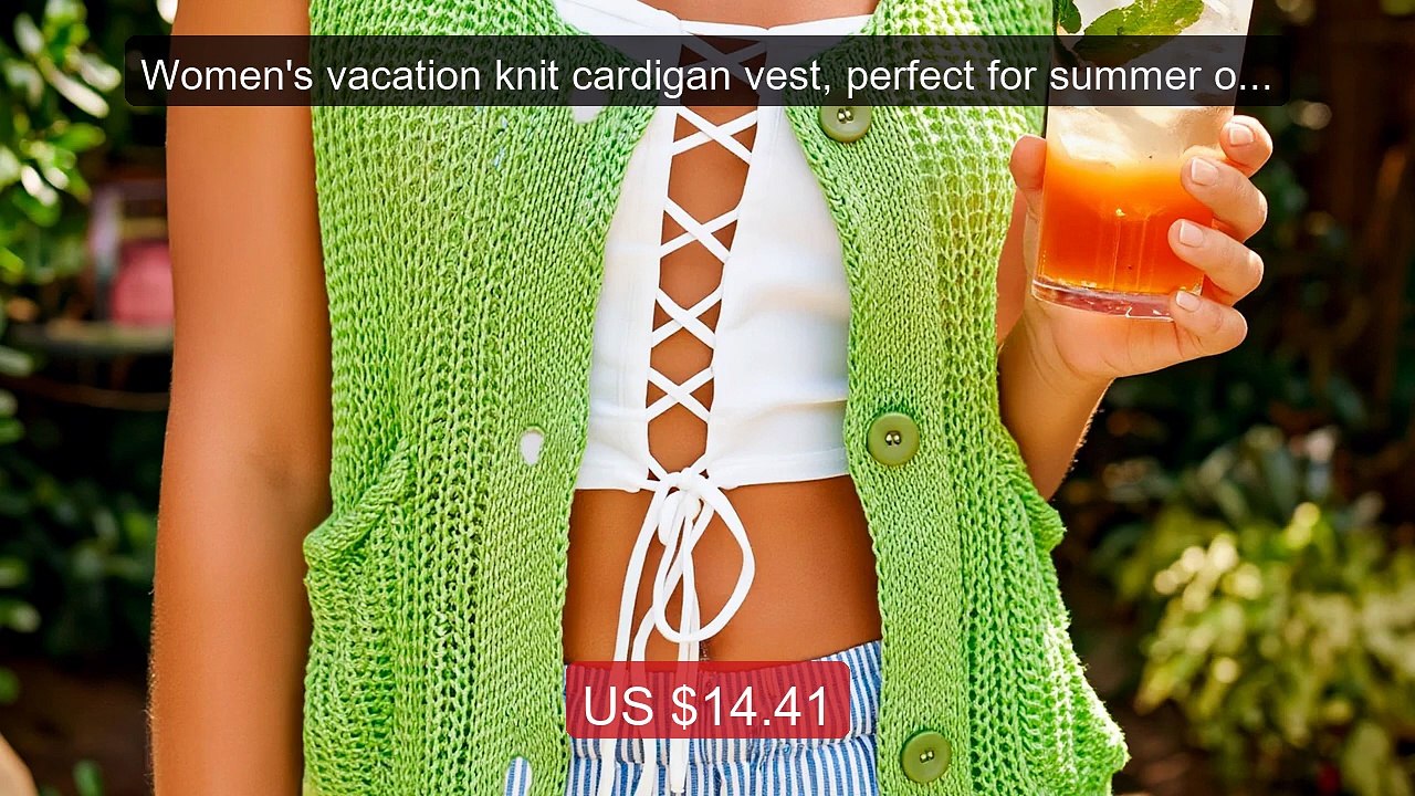 Women's vacation knit cardigan vest, perfect for summer outings. -- Best Deal 2026 | Shop Now!