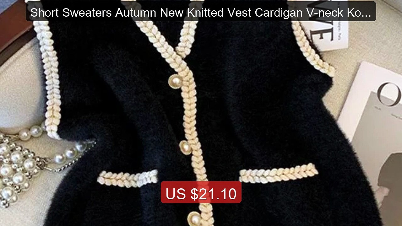 Short Sweaters Autumn New Knitted Vest Cardigan V-neck Korean ... -- Best Buy 2026 | Great Quality!