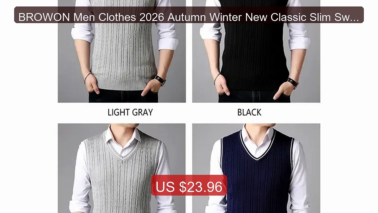 BROWON Men Clothes 2026 Autumn Winter New Classic Slim Swea... -- Top Pick 2026 | Unbeatable Price!