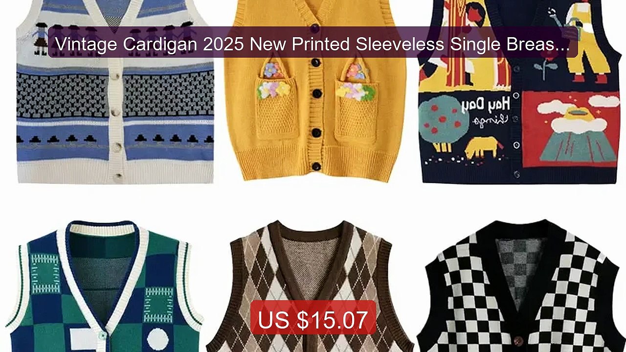 Vintage Cardigan 2025 New Printed Sleeveless Single Breasted ... -- Amazing Value 2026 | Must Have!