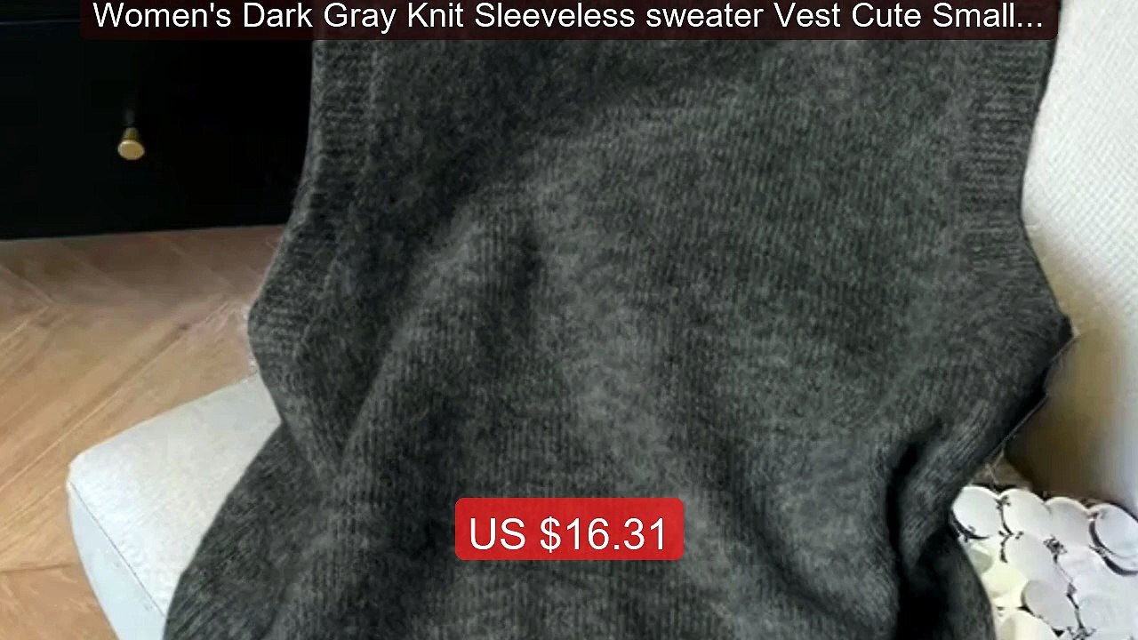 Women's Dark Gray Knit Sleeveless sweater Vest Cute Small Hea... -- Amazing Value 2026 | Must Have!