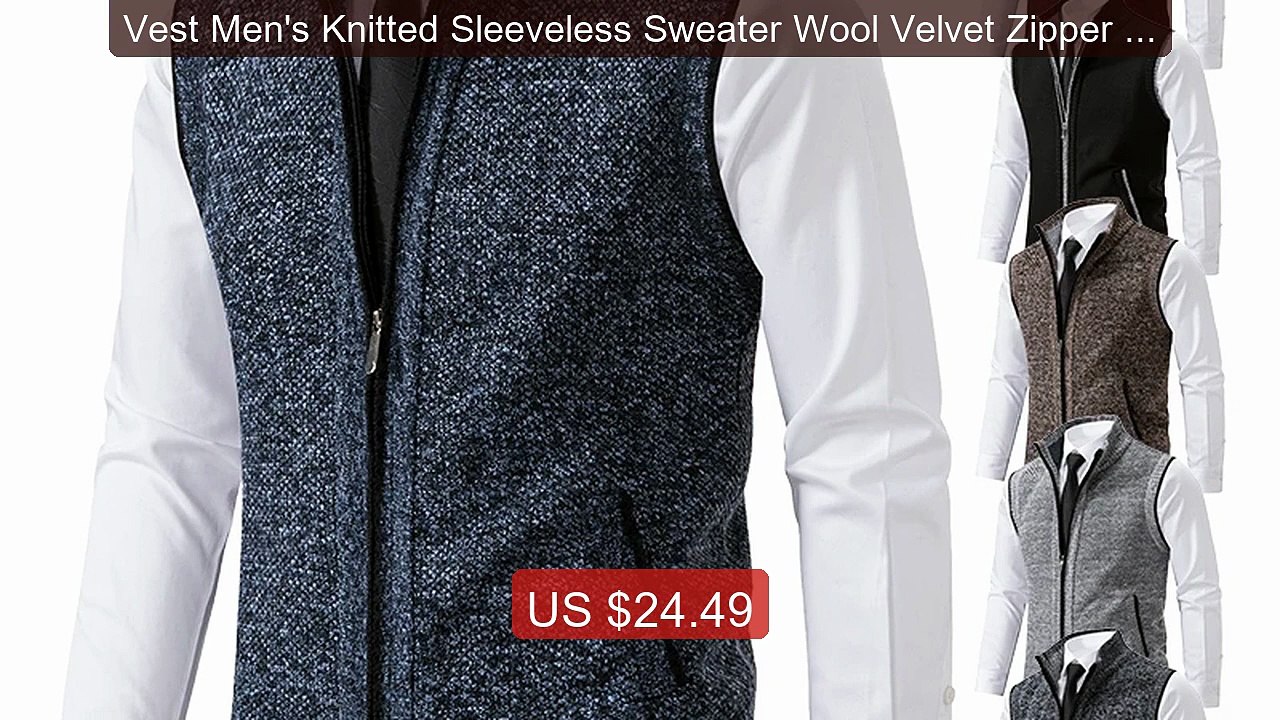Vest Men's Knitted Sleeveless Sweater Wool Velvet Zipper Cardigan T... -- Top Rated 2026 | Buy Now!