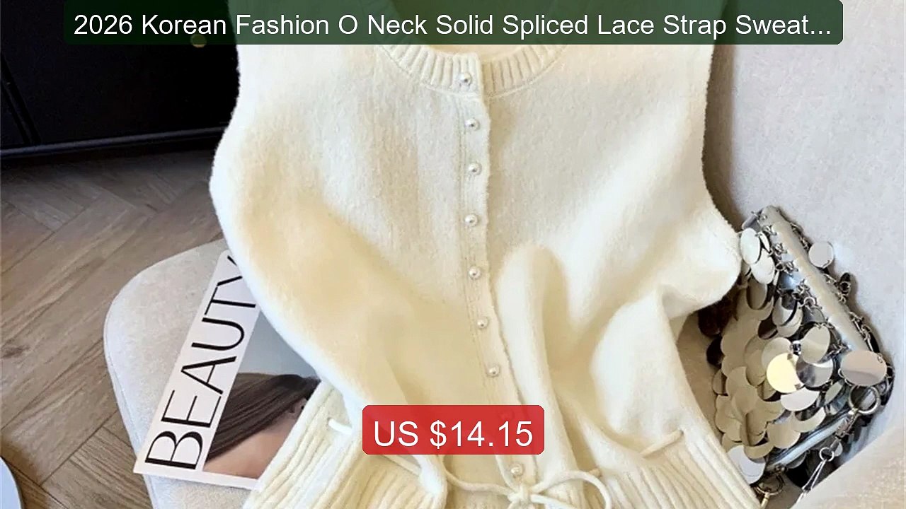 2026 Korean Fashion O Neck Solid Spliced Lace Strap Sweater Wo... -- Hot Deal 2026 | Limited Offer!