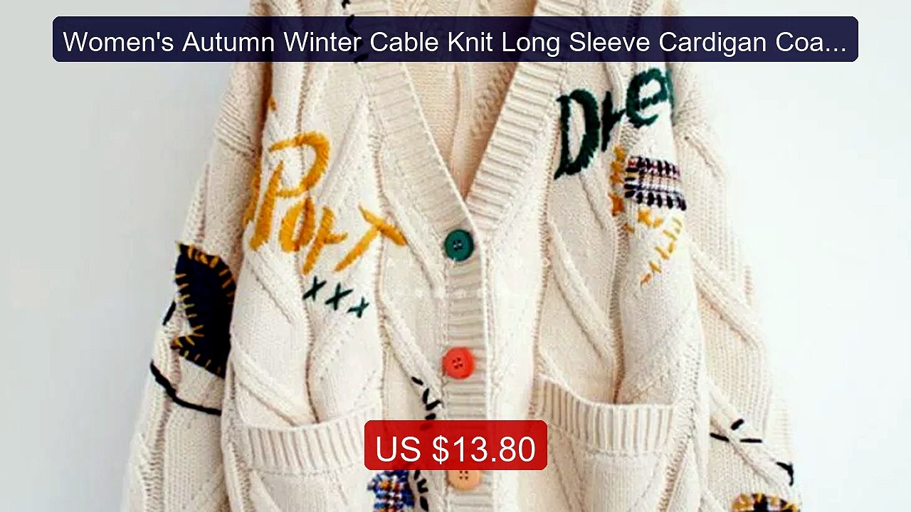 Women's Autumn Winter Cable Knit Long Sleeve Cardigan Coat V N... -- Hot Deal 2026 | Limited Offer!