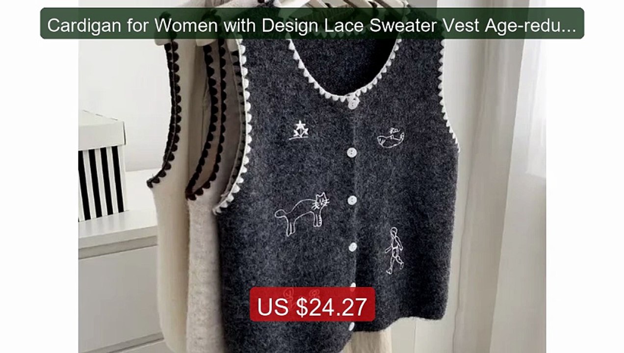 Cardigan for Women with Design Lace Sweater Vest Age-reducing Carto... -- Top Rated 2026 | Buy Now!