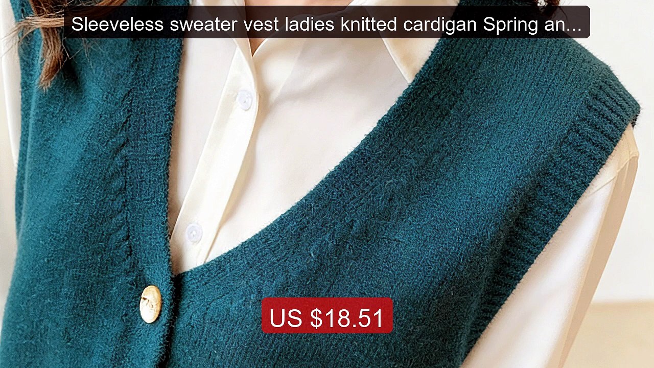 Sleeveless sweater vest ladies knitted cardigan Spring and Autumn ... -- Best Deal 2026 | Shop Now!