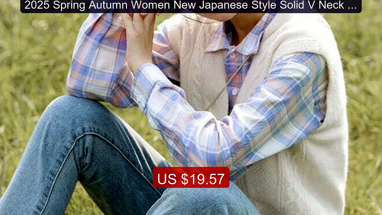 2025 Spring Autumn Women New Japanese Style Solid V Neck Butt... -- Amazing Value 2026 | Must Have!