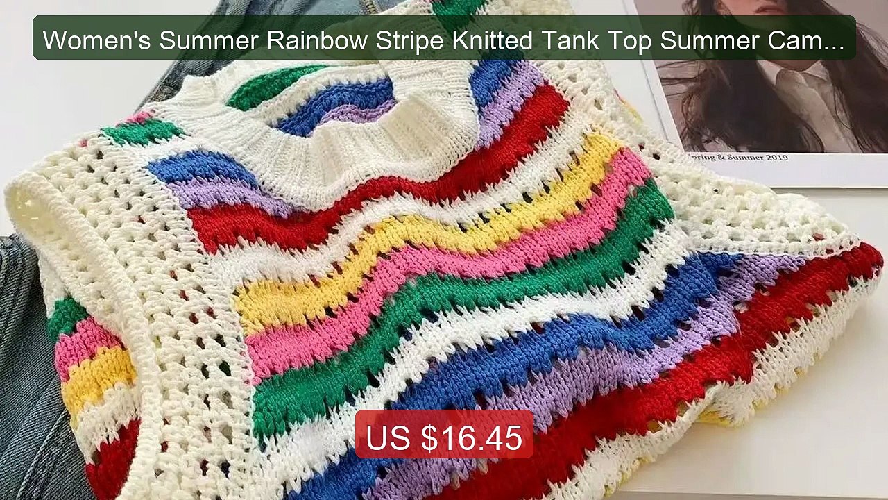 Women's Summer Rainbow Stripe Knitted Tank Top Summer Camisole New ... -- Top Rated 2026 | Buy Now!